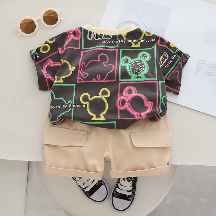 Boys Printed Pure Cotton T-shirt with Shorts