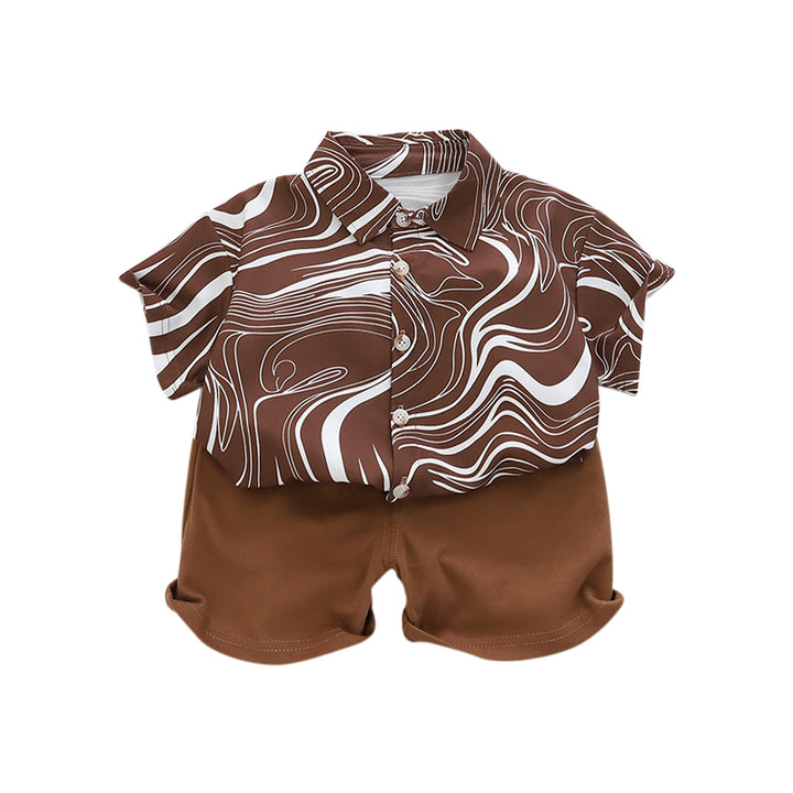 Boys Printed Pure Cotton Shirt with Shorts