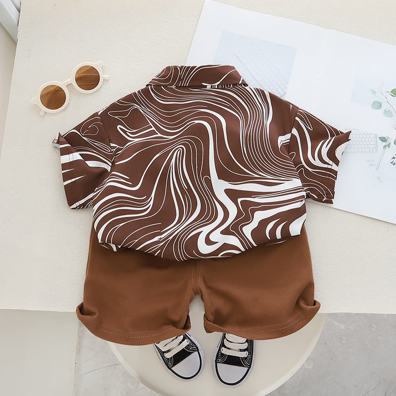 Boys Printed Pure Cotton Shirt with Shorts
