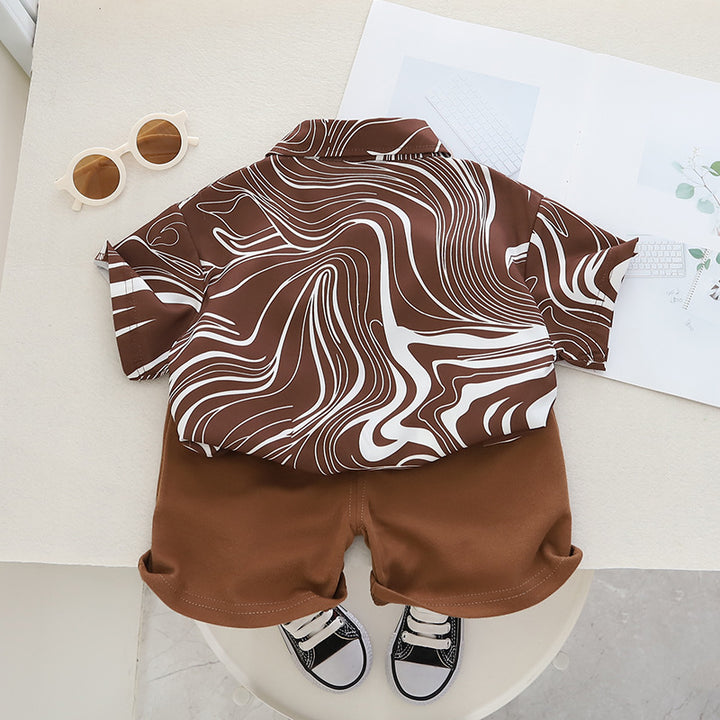 Boys Printed Pure Cotton Shirt with Shorts