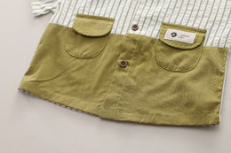 Boys Green & White Striped T-shirt & Shorts