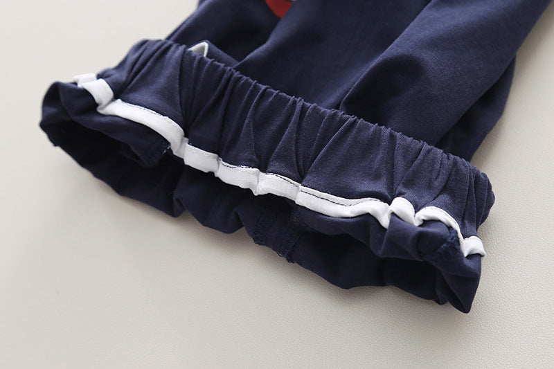 Boys Printed Polo Collar Pure Cotton T-shirt with Shorts