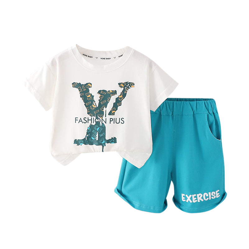 Boys Printed T-shirt with Shorts