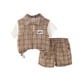 Boys Checked T-shirt with Shorts