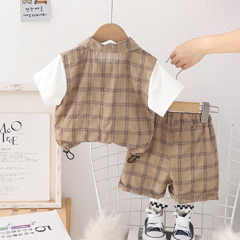 Boys Checked T-shirt with Shorts