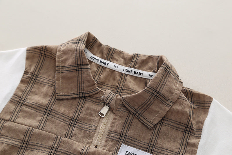Boys Checked T-shirt with Shorts