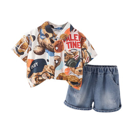 Boys Printed T-shirt with Shorts