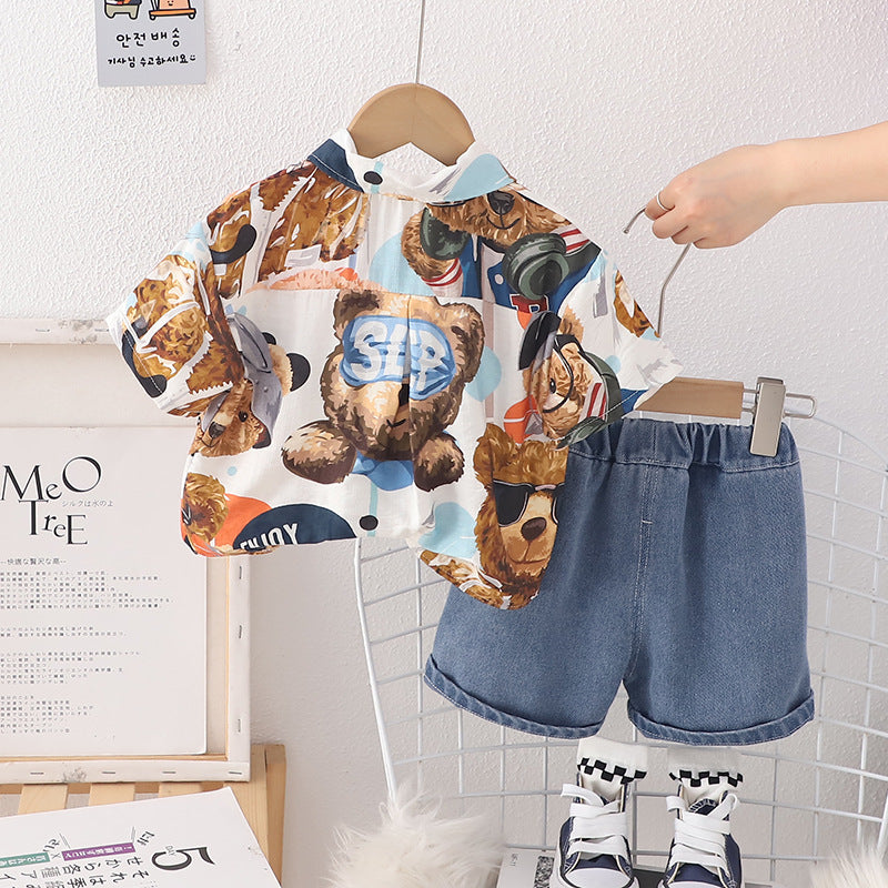 Boys Printed T-shirt with Shorts