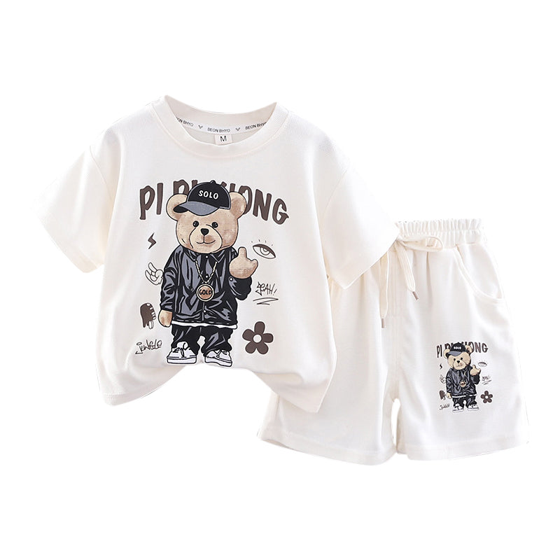 Boys Printed Pure Cotton T-shirt with Shorts