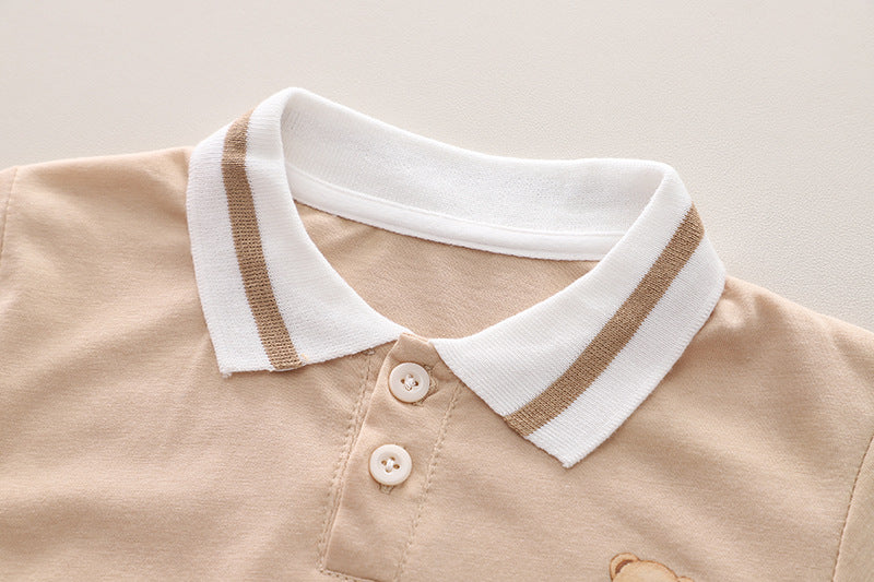 Boys Polo Collar Pure Cotton T-shirt with Shorts