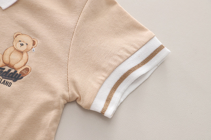 Boys Polo Collar Pure Cotton T-shirt with Shorts