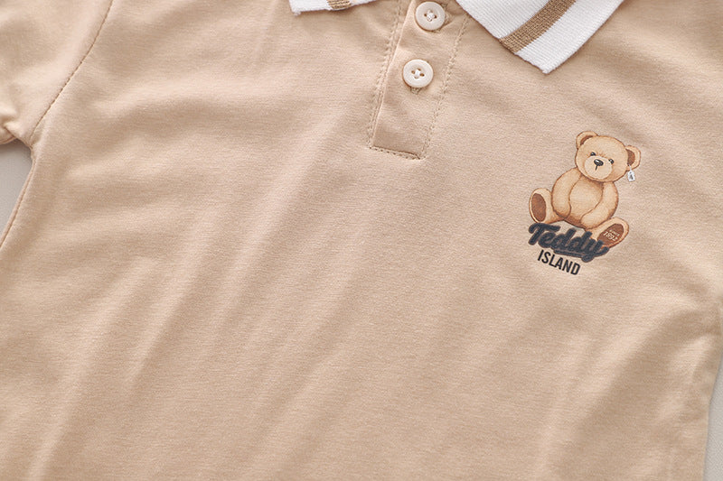 Boys Polo Collar Pure Cotton T-shirt with Shorts