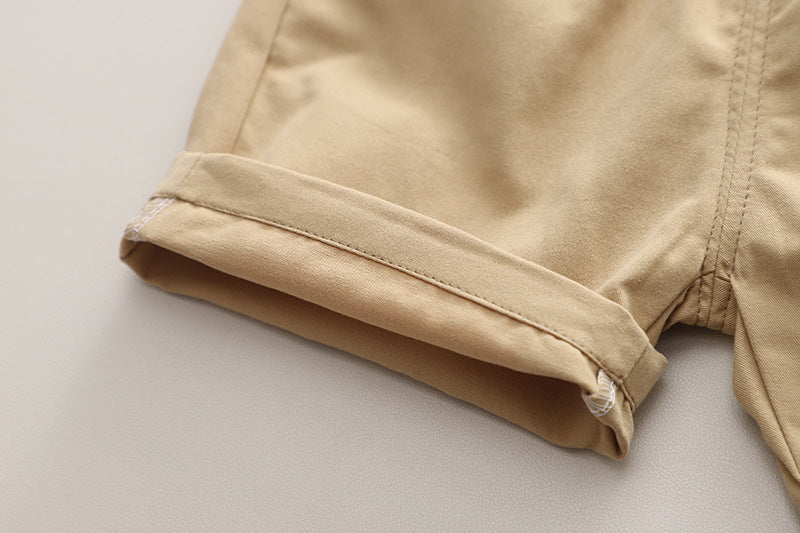 Boys Khaki Colour & White Conversational Printed Shirt with Shorts