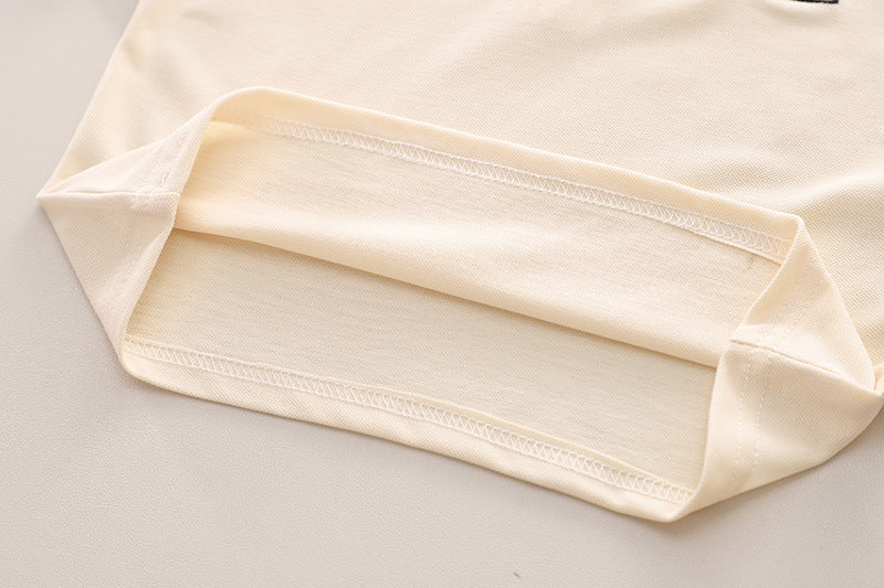 Boys Beige & Brown Polo Collar T-shirt & Shorts
