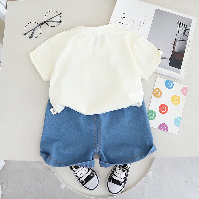 Boys Printed Round Neck T-shirt with Shorts
