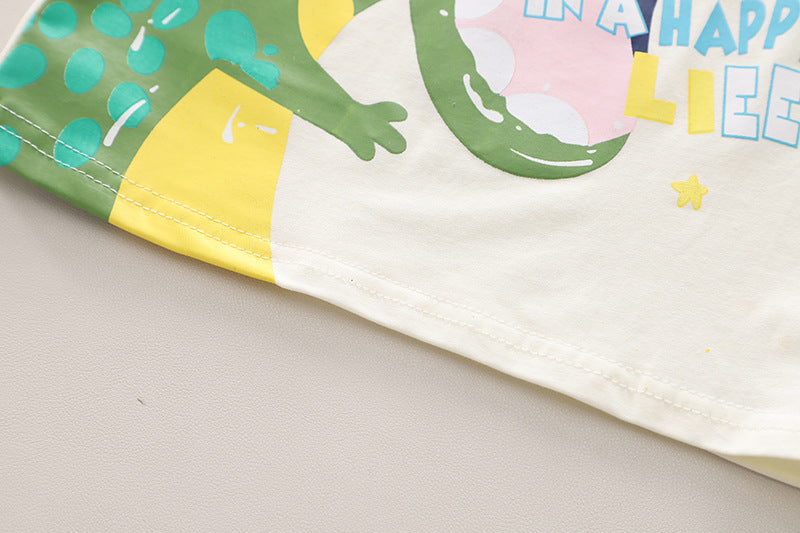 Boys Printed Round Neck T-shirt with Shorts
