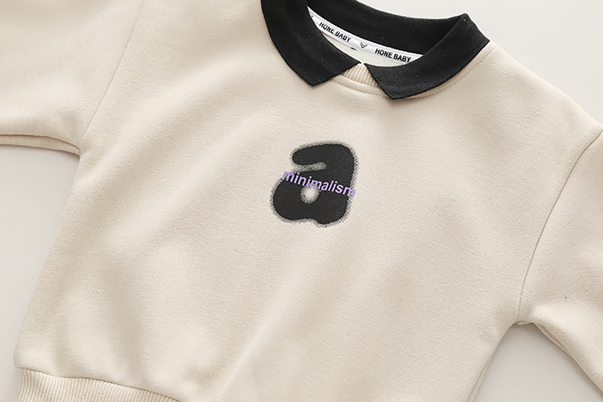 Boys Peter Pan Collar Long Sleeves Sweatshirt With Jogger