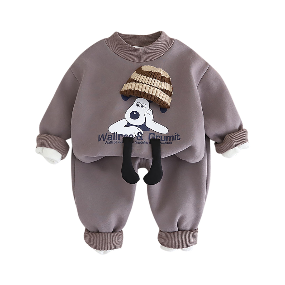 Boys Grey & White Printed Sweatshirt & Joggers