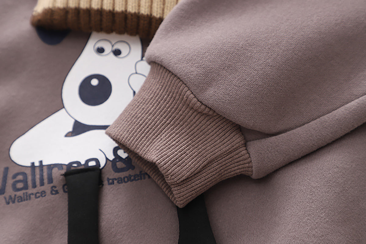 Boys Grey & White Printed Sweatshirt & Joggers