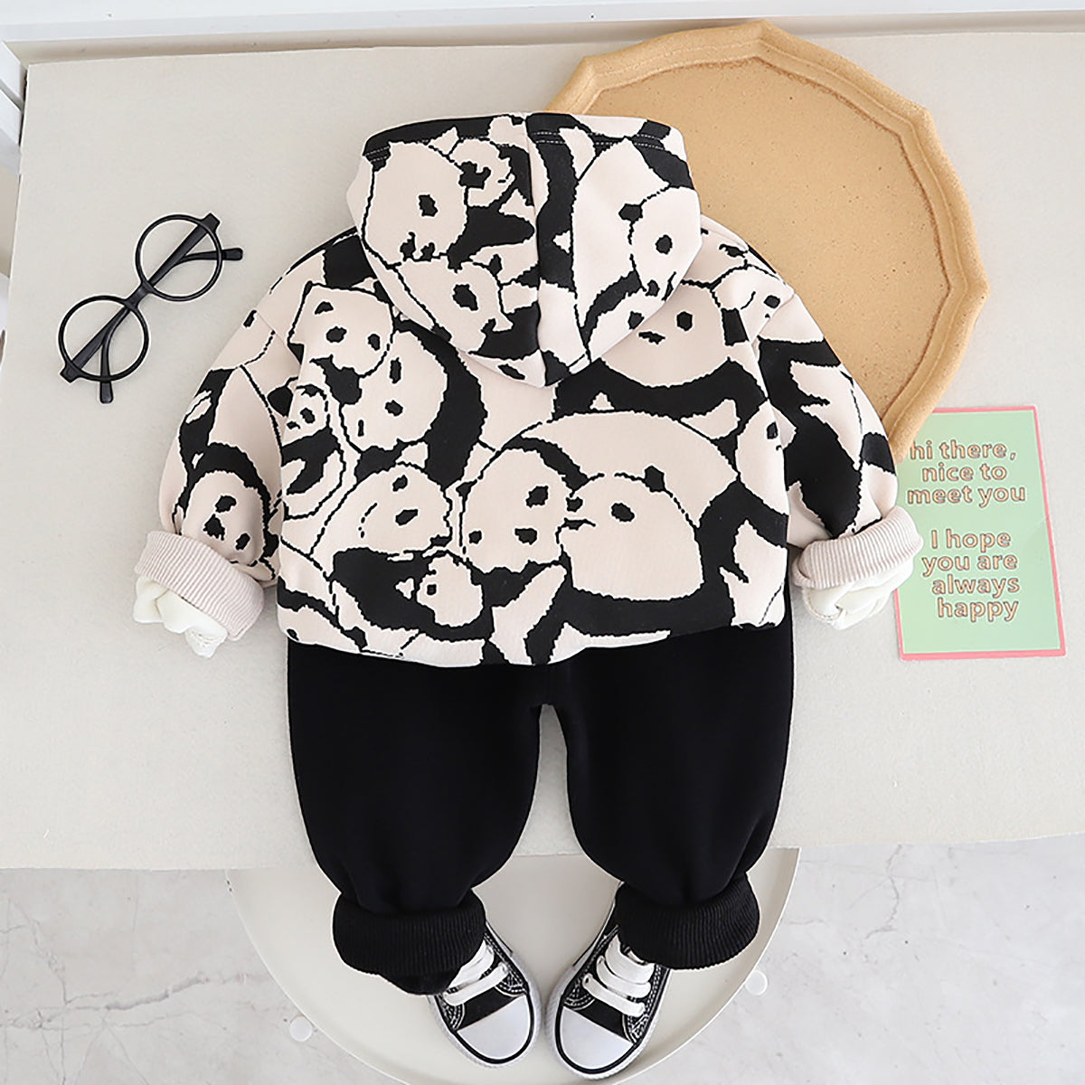 Boys Printed Hooded Long Sleeves Sweatshirt With Pyjamas