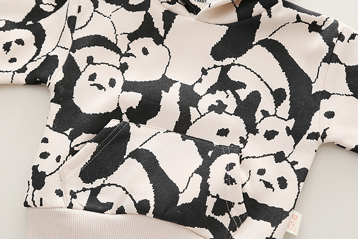 Boys Printed Hooded Long Sleeves Sweatshirt With Pyjamas