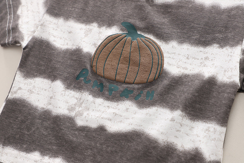 Boys Brown & Blue Dyed Round Neck T-shirt with Shorts