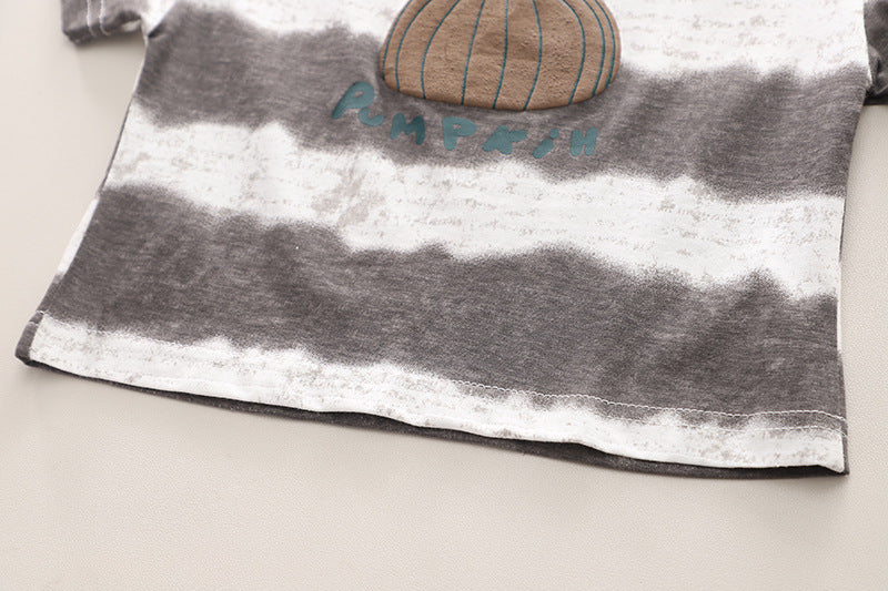 Boys Brown & Blue Dyed Round Neck T-shirt with Shorts