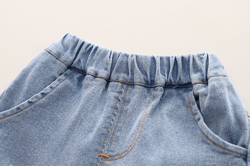 Boys Brown & Blue Dyed Round Neck T-shirt with Shorts