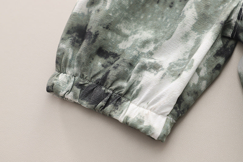 Boys Green & White Dyed Shirt & Shorts