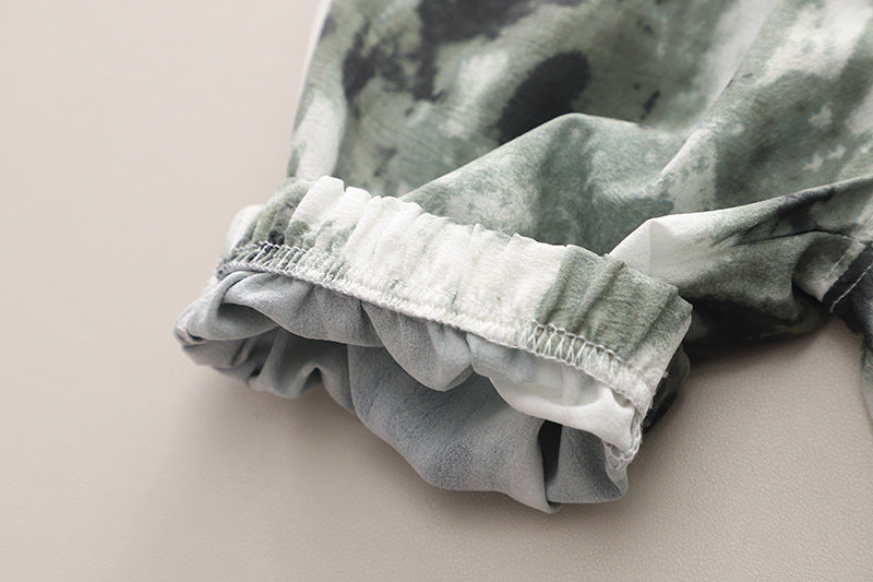 Boys Green & White Dyed Shirt & Shorts