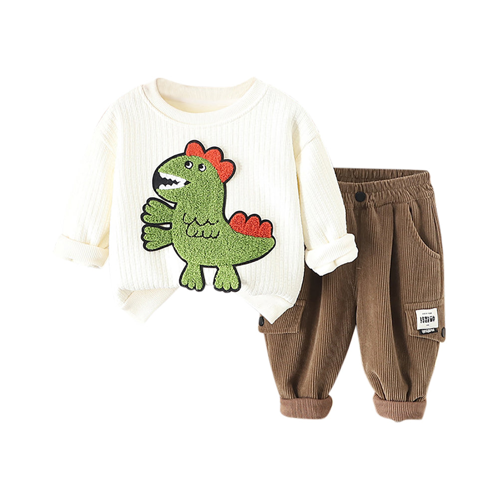 Boys Embroidered Round Neck Long Sleeves Sweatshirt With Jogger