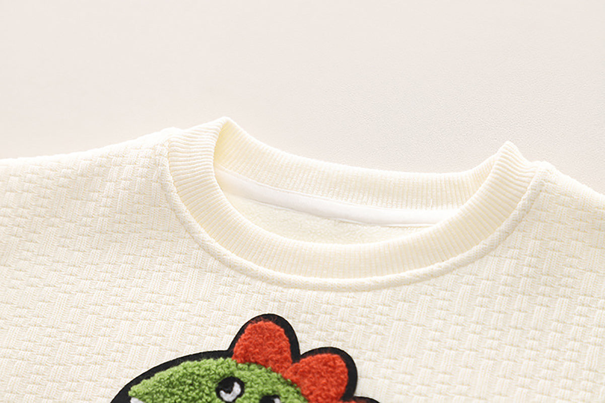 Boys Embroidered Round Neck Long Sleeves Sweatshirt With Jogger
