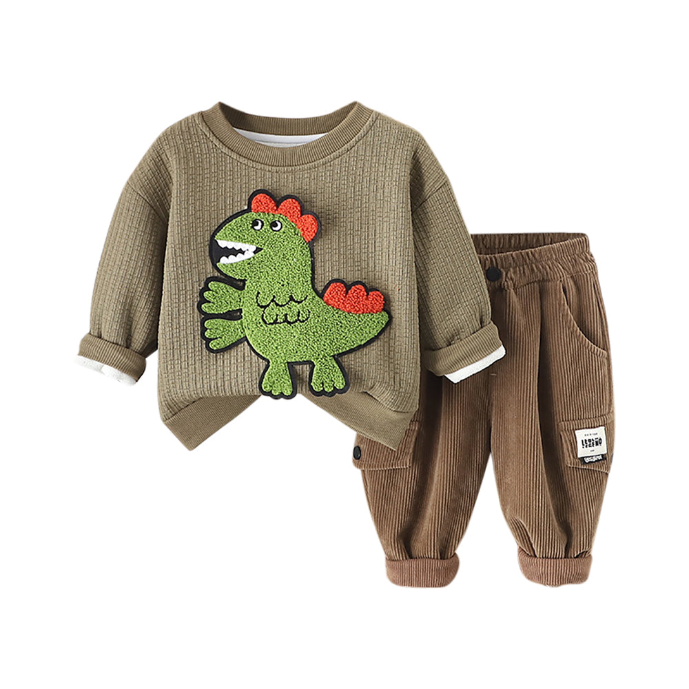 Boys Green Woven Design Top with Trousers