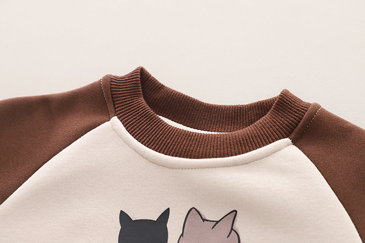 Boys Brown & Off White Colourblocked T-shirt with Pyjamas