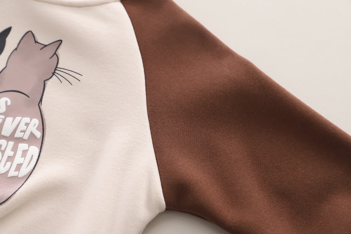 Boys Brown & Off White Colourblocked T-shirt with Pyjamas