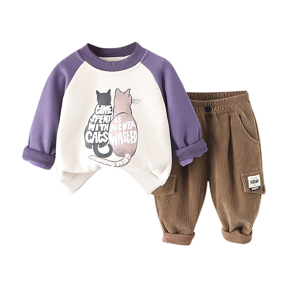 Boys Colourblocked Round Neck Long Sleeves Sweatshirt With Jogger