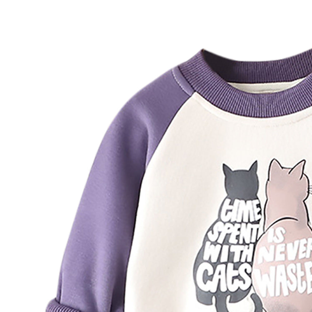 Boys Colourblocked Round Neck Long Sleeves Sweatshirt With Jogger