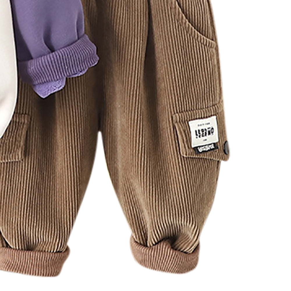 Boys Colourblocked Round Neck Long Sleeves Sweatshirt With Jogger