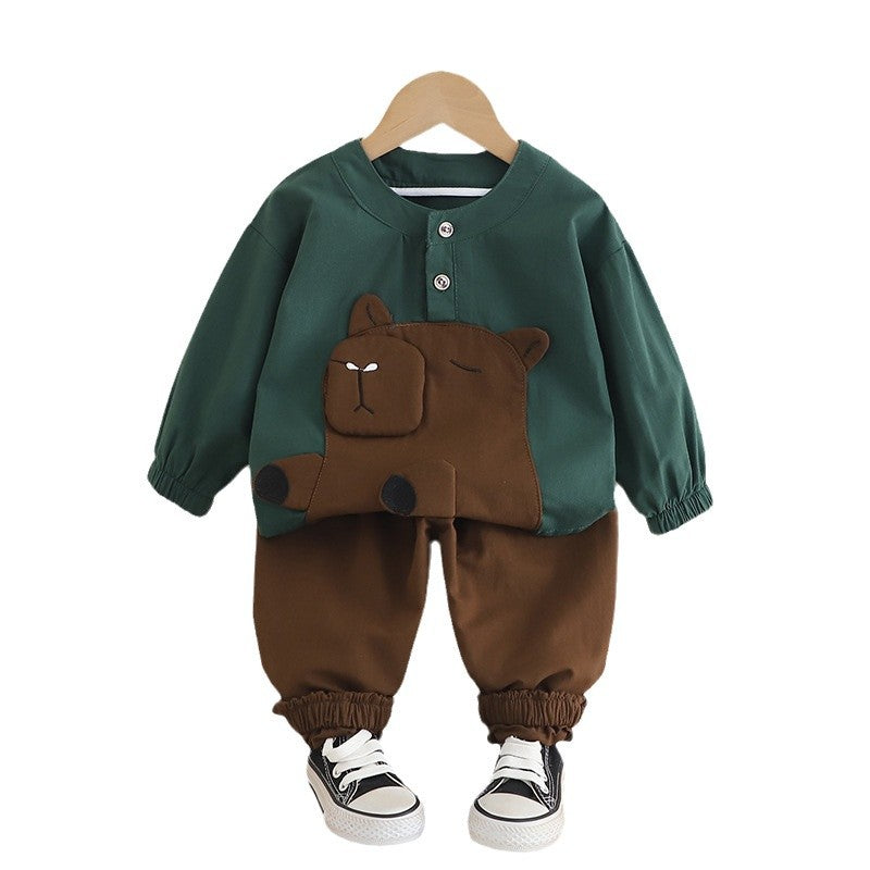 Boys Colourblocked Round Neck T-Shirt With Jogger