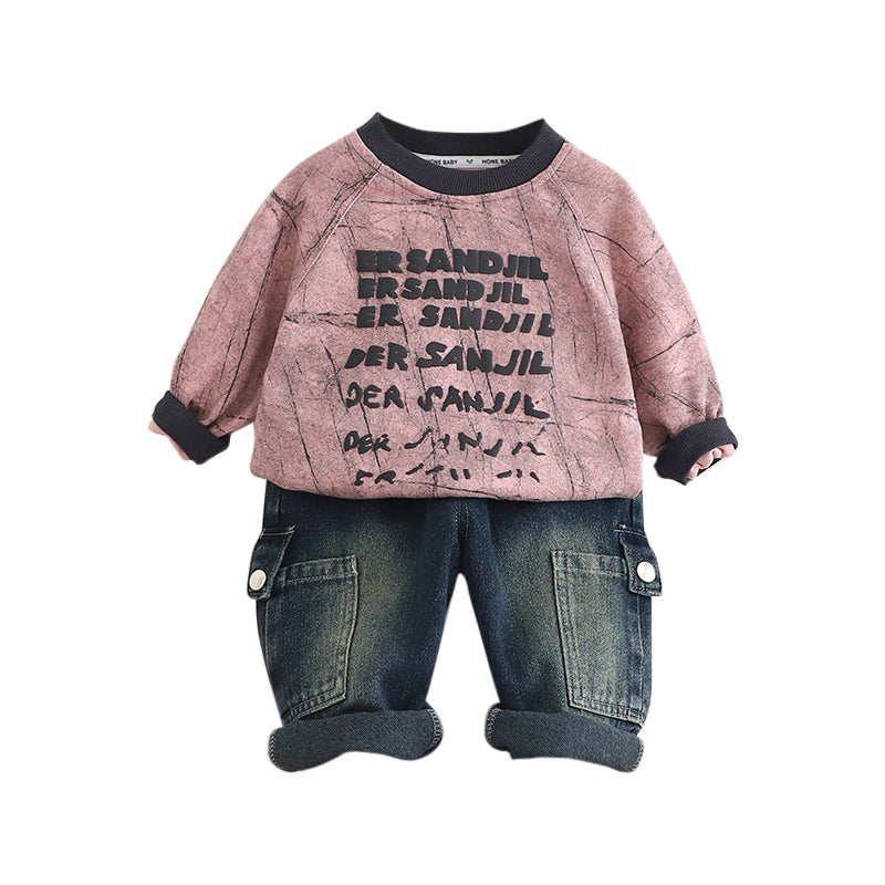 Boys Printed Sweatshirt With Trousers