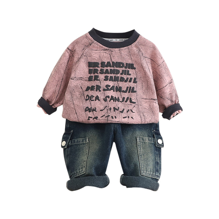 Boys Printed Sweatshirt With Trousers