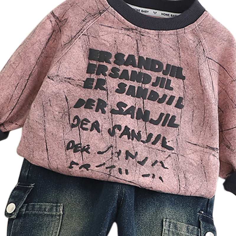 Boys Printed Sweatshirt With Trousers