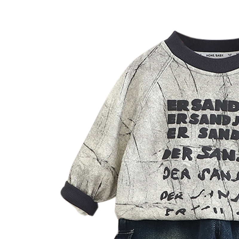 Boys Printed Round Neck Sweatshirt With Jogger