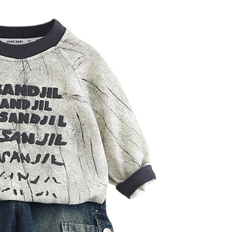 Boys Printed Round Neck Sweatshirt With Jogger