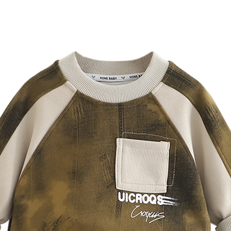 Boys Colourblocked Round Neck Sweatshirt With Jogger