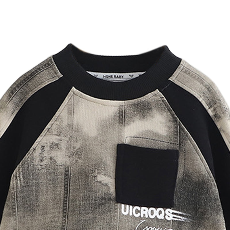 Boys Colourblocked Round Neck Sweatshirt With Jogger