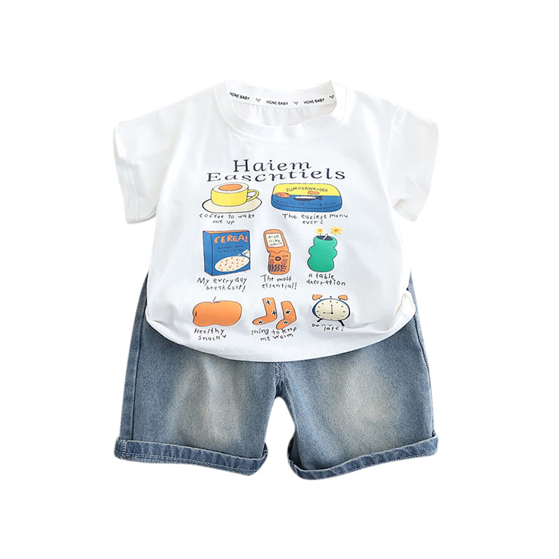 Boys Printed Pure Cotton T-shirt with Shorts