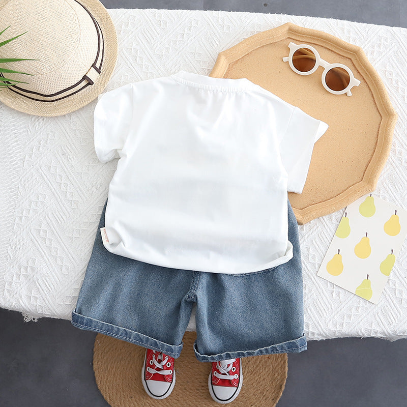 Boys Printed Pure Cotton T-shirt with Shorts