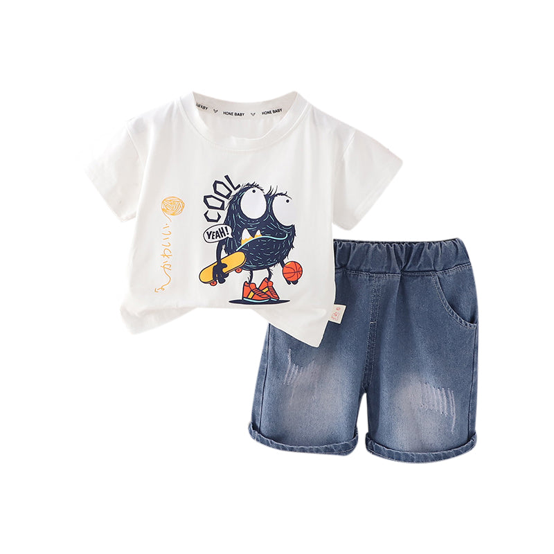 Boys Printed Pure Cotton T-shirt with Shorts