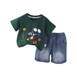 Boys Printed Pure Cotton T-shirt with Shorts